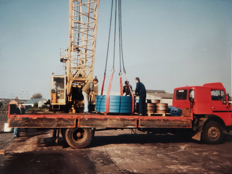 History - 1988 Lorry Loading Steel Coil - W.E. Dowds (Shipping) Ltd.