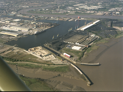 Aerial photo of Newport docks