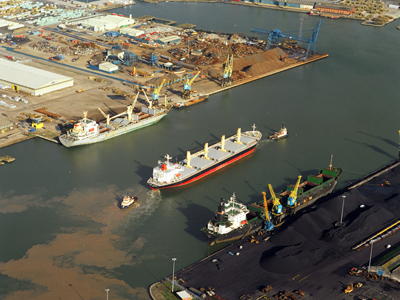 Aerial photo of Newport docks