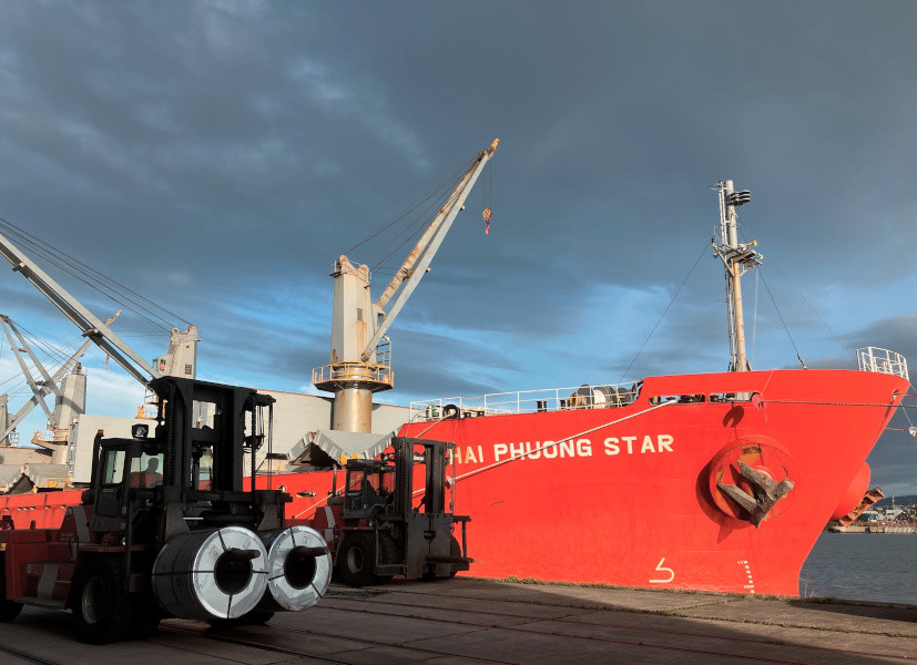 History - Steel Coils unloaded from vessel - W.E. Dowds (Shipping) Ltd.